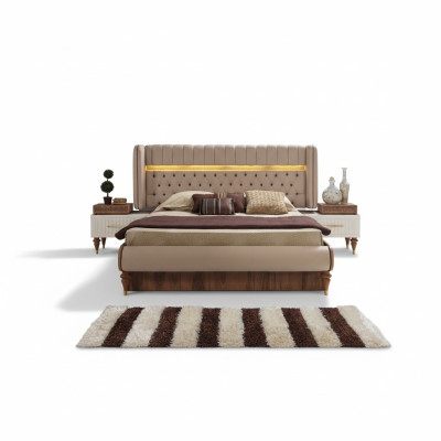 Bed bekleding ontwerp luxe dubbel hotel Chesterfield houten meubels nieuw.