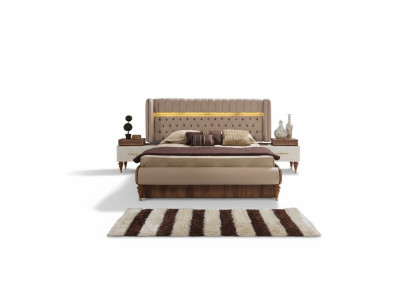 Bed bekleding ontwerp luxe dubbel hotel Chesterfield houten meubels nieuw.