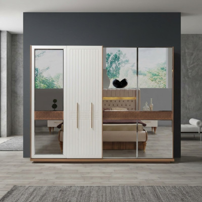 Slaapkamer luxe kledingkast hout met glas design Modern nieuw