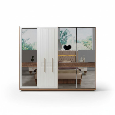 Slaapkamer luxe kledingkast hout met glas design Modern nieuw