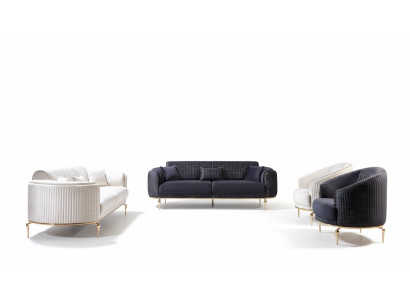 Sofaset 3311 set 3-zits bank gestoffeerd meubilair textiel stof luxe nieuw
