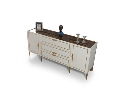 Woonkamerset dressoir met 2x spiegelset hout 3-delig wit dressoir  Woonkamerset dressoir met 2x spiegelset hout 3-delig wit dressoir
