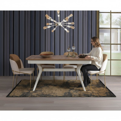 Compleet set eettafel 4x stoelen eetkamerset eetgroep hout 5-delig