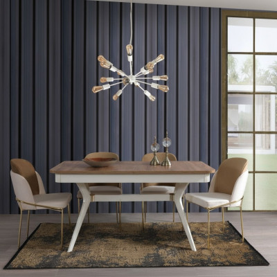 Compleet set eettafel 4x stoelen eetkamerset eetgroep hout 5-delig