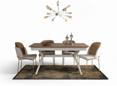 Compleet set eettafel 4x stoelen eetkamerset eetgroep hout 5-delig