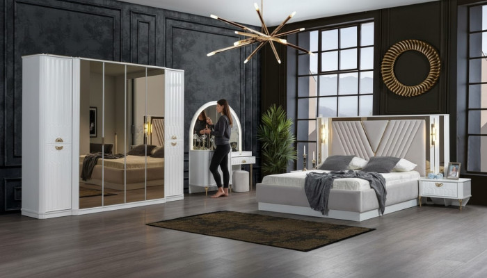 Slaapkamer set Bed 2x Nachtkastjes Kledingkast 5-delig Modern nieuw