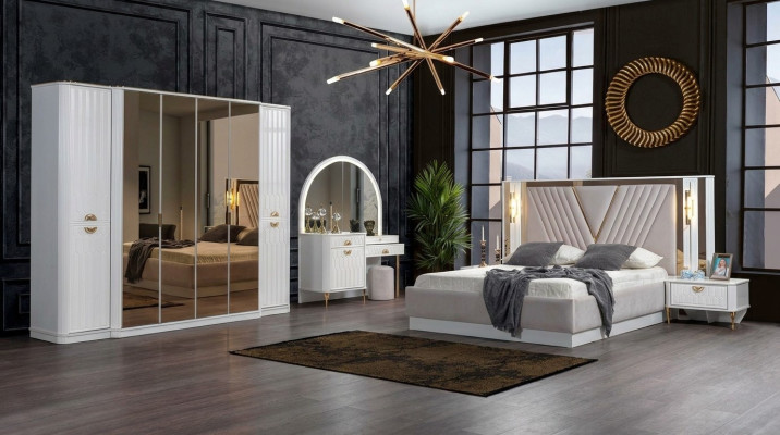 Slaapkamer set Bed 2x Nachtkastjes Kledingkast 5-delig Modern nieuw