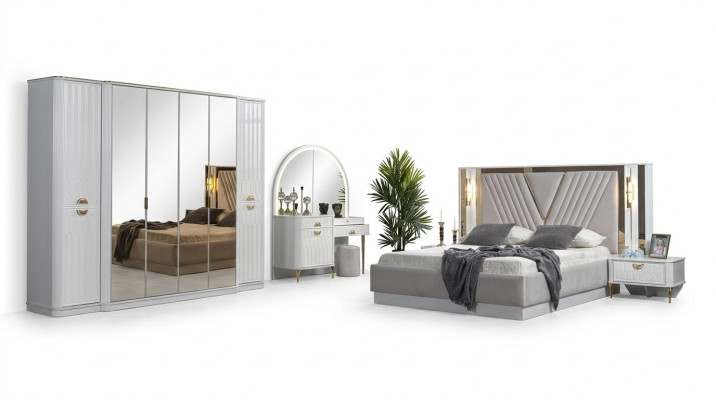 Slaapkamer set Bed 2x Nachtkastjes Kledingkast 5-delig Modern nieuw