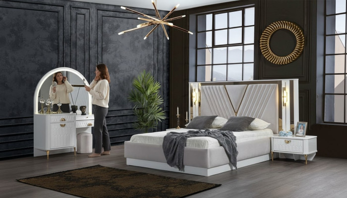 Slaapkamer set Bed 2x Nachtkastje 4-delig ontwerp Modern Luxe Compleet