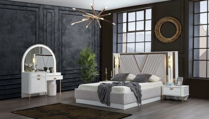 Slaapkamer set Bed 2x Nachtkastje 4-delig ontwerp Modern Luxe Compleet