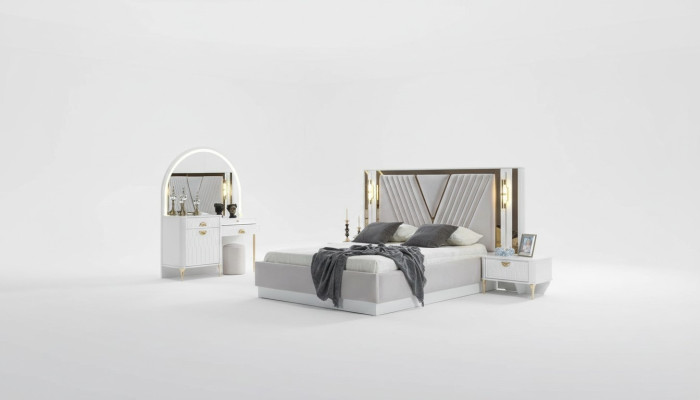 Slaapkamer set Bed 2x Nachtkastje 4-delig ontwerp Modern Luxe Compleet