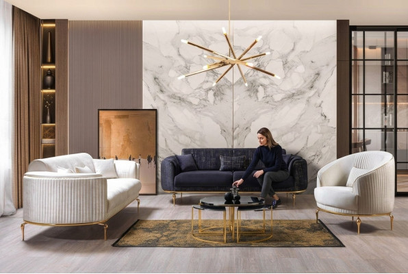 Sofa set met 3+3+1 zits bankstel luxe banken stof nieuw
