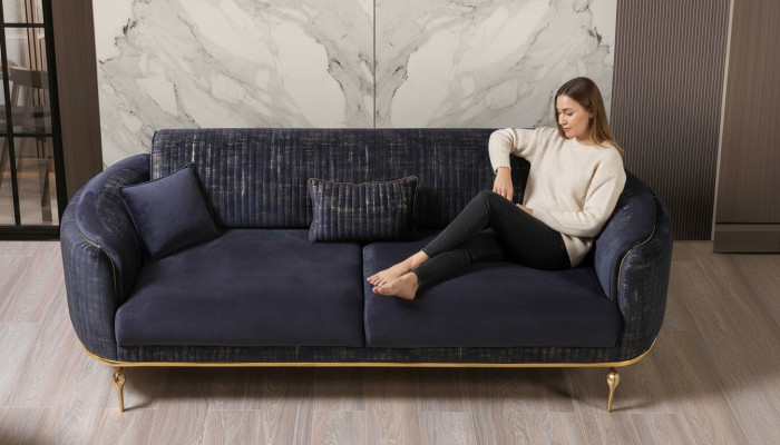Woonkamer Bank 3-zits Blauw Meubels Luxe Bankstellen xxl Meubels Bank Banken  Woonkamer Bank 3-zits Blauw Meubels Luxe Bankstellen xxl Meubels Bank Banken