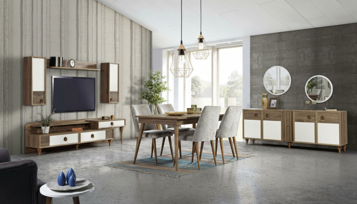 Eetkamer compleet set tafel 4x stoelen eetgroep houten tafel tafels 12-delig