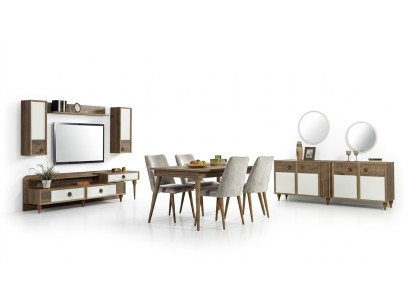 Eetkamer compleet set tafel 4x stoelen eetgroep houten tafel tafels 12-delig