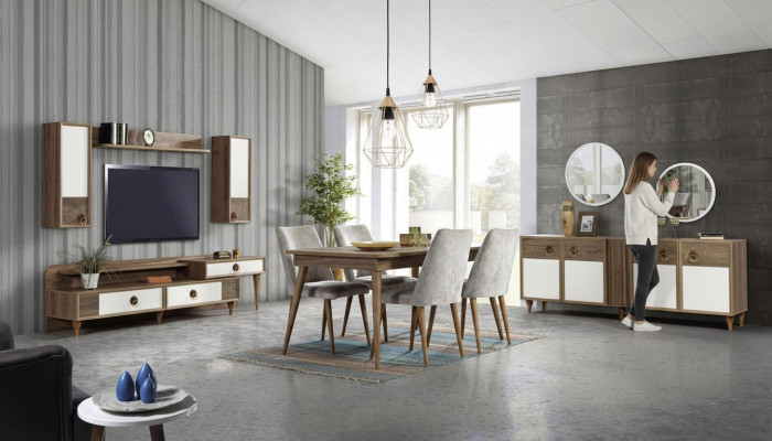 Woonkamer dressoir met spiegelset hout bruin Nieuw modern luxe