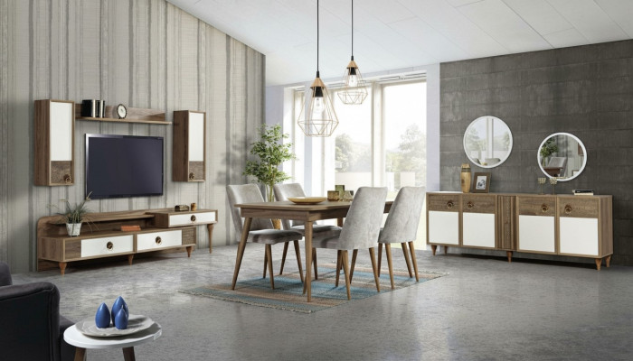 Woonkamer dressoir met spiegelset hout bruin Nieuw modern luxe