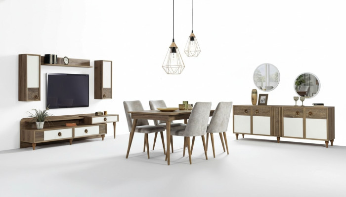 Woonkamer dressoir met spiegelset hout bruin Nieuw modern luxe