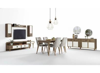Woonkamer dressoir met spiegelset hout bruin Nieuw modern luxe
