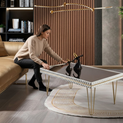 Woonkamer salontafel tafel design meubels luxe 111x64 bank wit