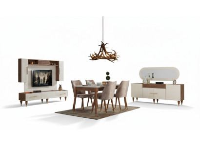 Eetkamer set Compleet set Tafel 4x Stoelen Eetgroep Hout 11-delig bruin