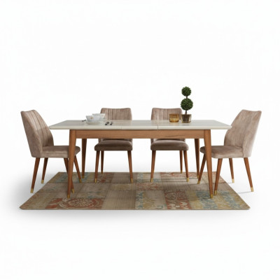Eetkamer Design Meubelen Modern Tafel 4x Stoelen 5-delige Set Nieuw