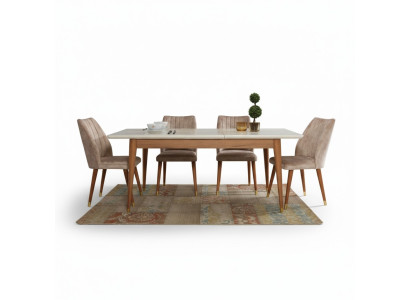 Eetkamer Design Meubelen Modern Tafel 4x Stoelen 5-delige Set Nieuw