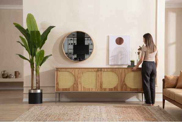 Sideboard met spiegel Dressoir Sideboards Houten kast Meubels Bruin Nieuw
