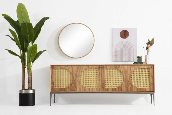 Sideboard met spiegel Dressoir Sideboards Houten kast Meubels Bruin Nieuw