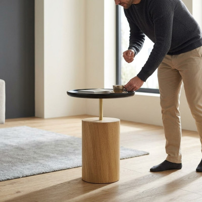 Bijzettafel Tafel Hout Bijzettafel Designmeubelen Zwart Ronde Tafel