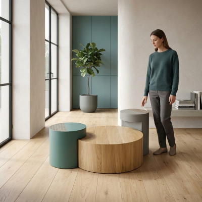 Bijzettafel Salontafels Koffietafel Rond Tafels Bruin Luxe Tafel 3 delig