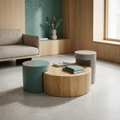 Bijzettafel Salontafels Koffietafel Rond Tafels Bruin Luxe Tafel 3 delig