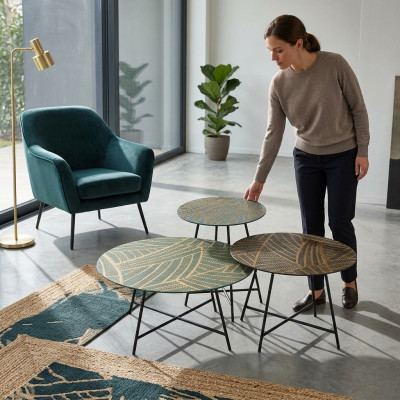 Stel van 3 salontafels koffietafel ontwerptafels woonkamertafels rond