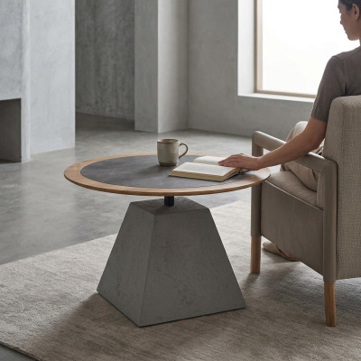 Salontafel Hout Rond Bijzettafel Ontwerp Zilver Tafel Meubels Woonkamer
