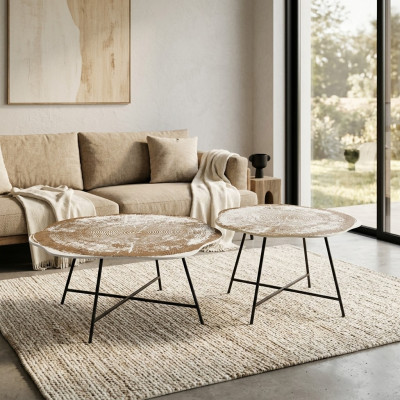 Salontafels set van 2 Salontafels Tafels Designer Rond 2-delige Bijzettafels