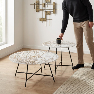 Salontafels Tafels Bijzettafels Woonkamer Modern Luxe Bruin 2-delig.
