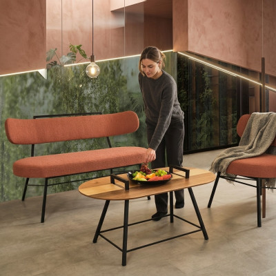 Bank Woonkamer Bank Gestoffeerde Zitmeubelen Stof Textiel Salontafel