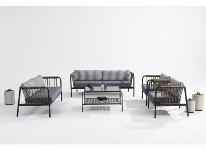 Bankstel 3 2-zits luxe driezits fauteuil design meubelset 5-delig Grijs Nieuw