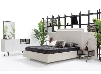 Slaapkamer Bed 2x Nachttafels Luxe Commode Set Design Meubels 5-delig