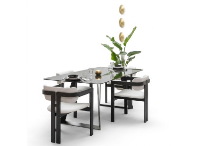 Luxe eetkamer glazen design tafel eetgroep eettafel met 4 stoelen 5-delig