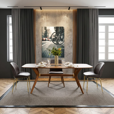 Italiaanse stijl Eettafel 4x Stoelen Houten Tafel Eetset Modern Design 5-delig