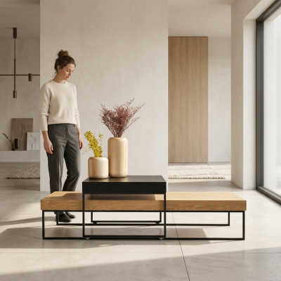 Holzhocker salontafel bijzettafel woonkamertafel houten tafel
