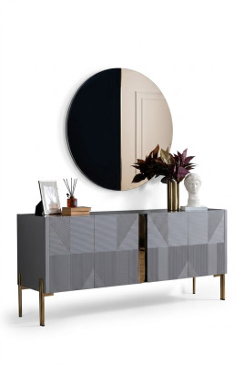 Sideboard Spiegel Set Italiaanse Stijl 2-delig Woonkamer Houten Ladenkast Kast
