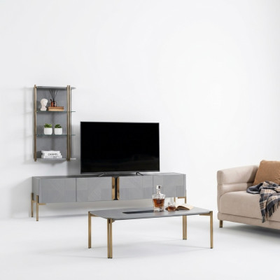 Waanzinnig stijlvolle moderne design woonkamer TV-commode in as grijs.