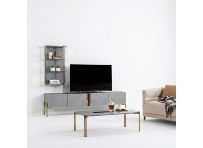 Waanzinnig stijlvolle moderne design woonkamer TV-commode in as grijs.