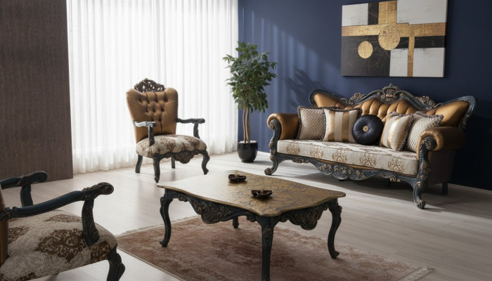 Gründerzeit meubels Klassieke bankstel Chesterfield bankstel 3+1+ tafel