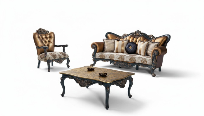Gründerzeit meubels Klassieke bankstel Chesterfield bankstel 3+1+ tafel