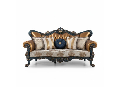 Exquise bank in klassieke stijl met gouden elementen voor de woonkamer.