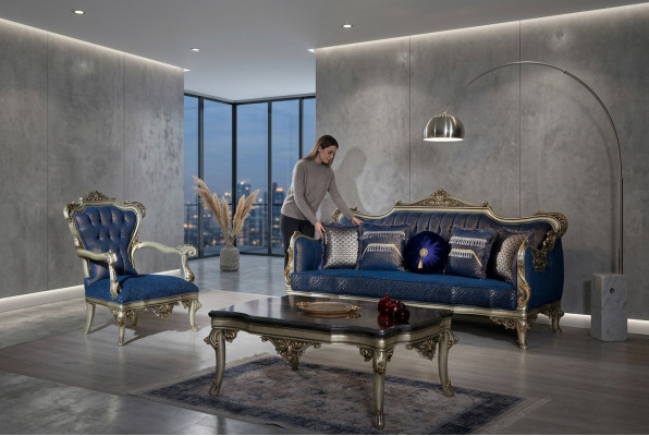 Sofaset bankstel set 3 + 1 salontafel stoffen bank driezits bank meubels 3-delig.
