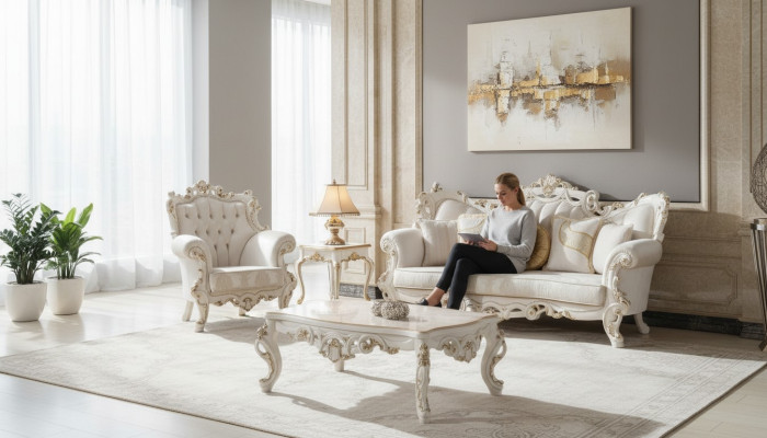 Chesterfield bankstel bekledingset 3+1 zits wit textiel driezitsbank salontafel